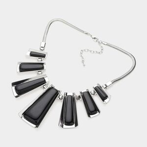 NEW Black Geo Bar Metal Snake Silver Chain Necklace